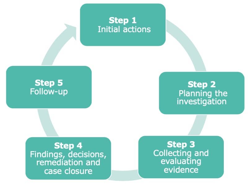 Steps for conducting detailed investigations of misconduct