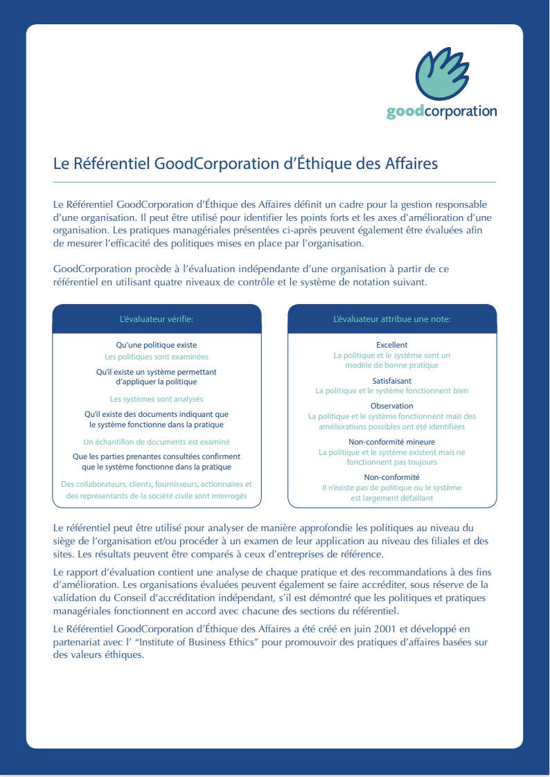 Image of Business Ethics Standard - French