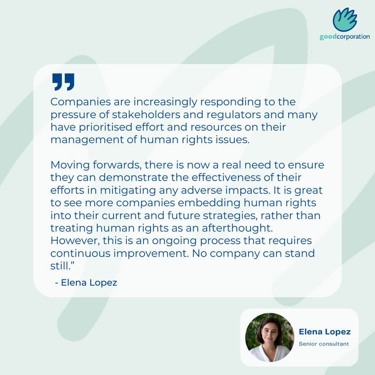 Quotation from our Senior Consultant Elena Lopez on the importance of Human rights