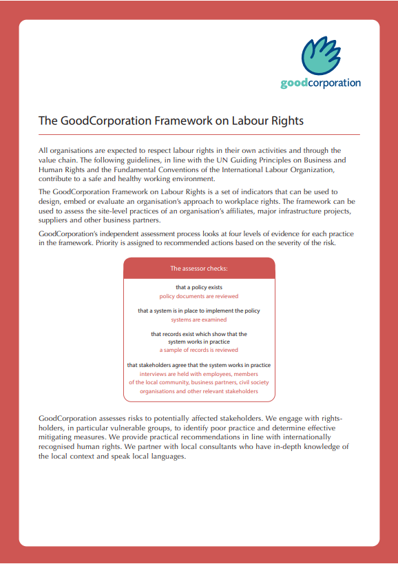 Image of the GoodCorporation Framework on Labour Rights