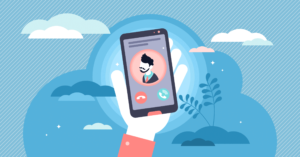 Phone call screen with clouds background