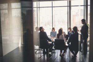Business meeting in a modern conference room