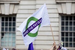 Flag advocating for pay gap awareness