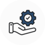 Hand holding a gear symbolizing service support