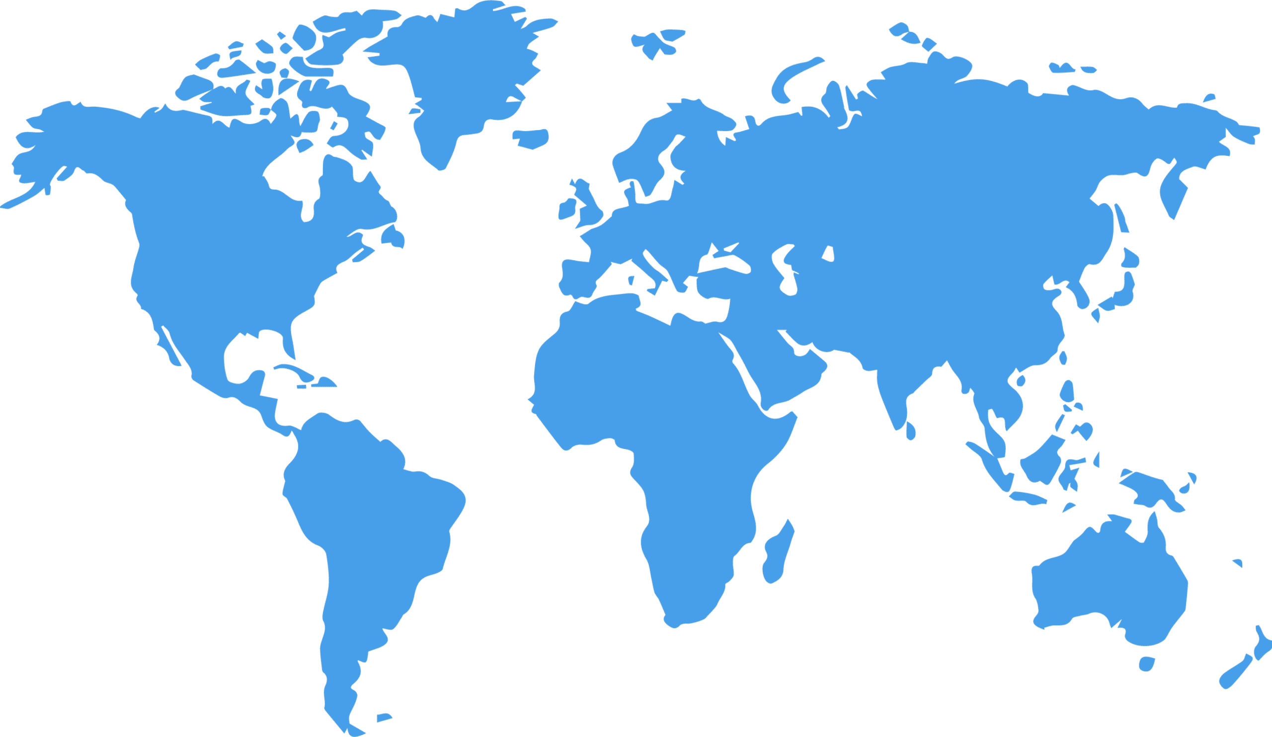 Blue world map illustration on black background.
