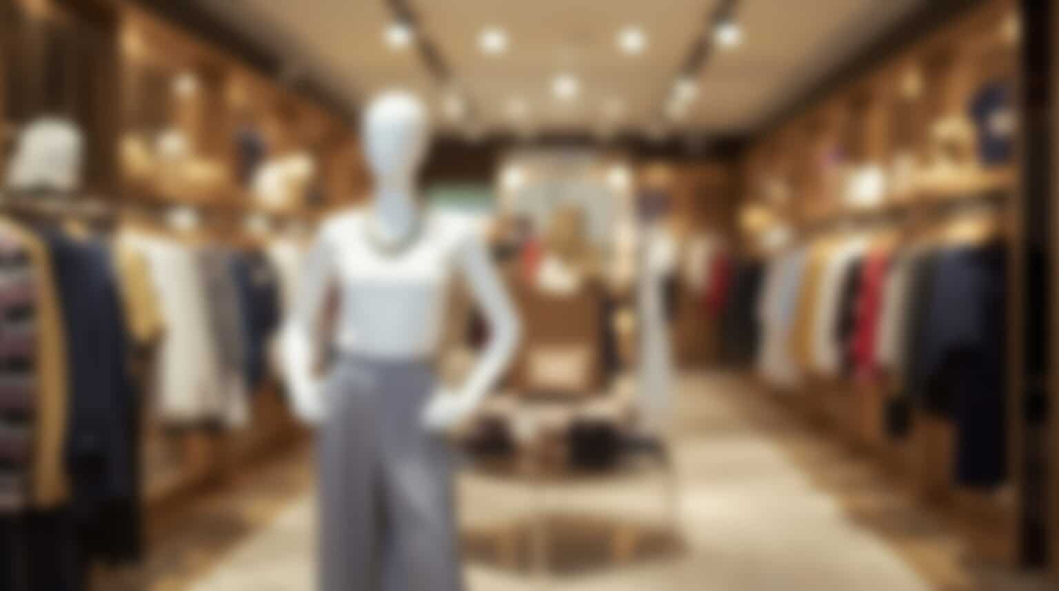Mannequin in modern clothing boutique interior